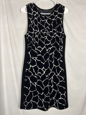 Carlisle Collection Black and White Abstract Sleeveless Knit Sweater Dress
